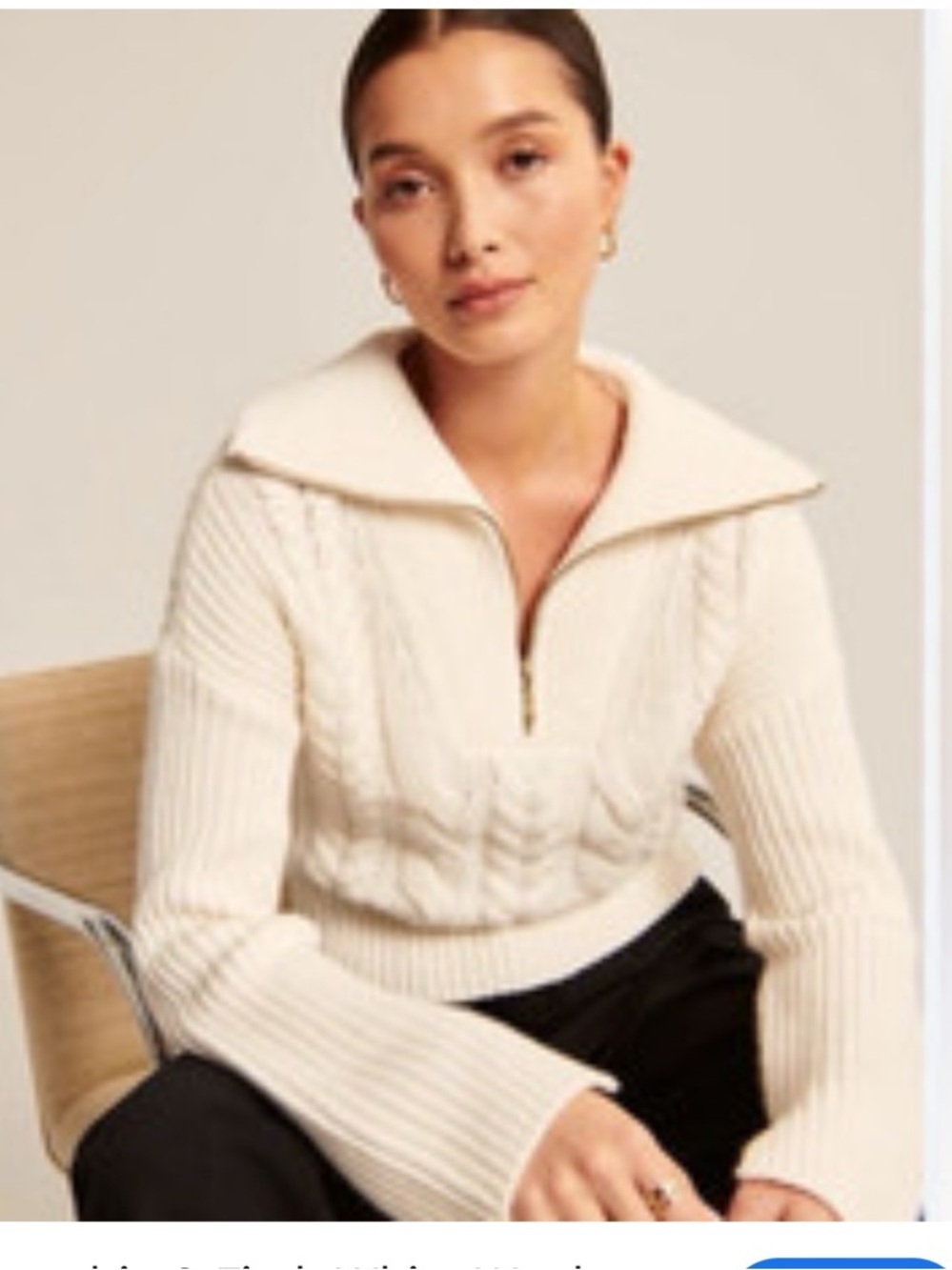Abercrombie & Fitch Cable Knit Half Zip Sweater Size L Cream Collared Pullover